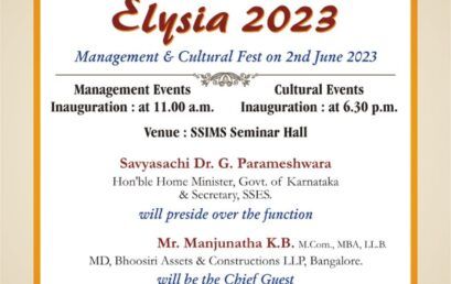 ELYSIA 2K23 On June 1st & 2nd  2023 @ MBA Seminar Hall, SSIT Campus